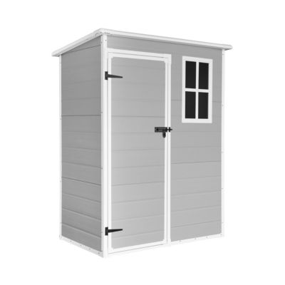 Abri de Jardin en Résine 1,37 m² Unit avec fenêtre - Plancher inclus - Fermeture à loquet de sécurité - Toit plat