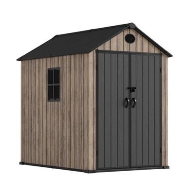 Abri de jardin en résine 3,62 m² Oak O40 - Plancher inclus - Fenêtre latérale - Effet bois premium - Double porte large