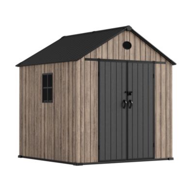 Abri de jardin en résine 5,02 m² Oak O50 - Plancher inclus - Fenêtre latérale - Effet bois premium - Double porte large