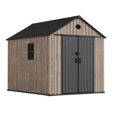 Abri de jardin en résine 6,41 m² Oak O60 - Plancher inclus - Fenêtre latérale - Effet bois premium - Double porte large