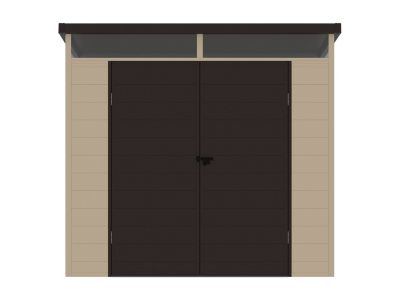 Abri de jardin en résine beige et marron 4,57 m² avec plancher - MINARO