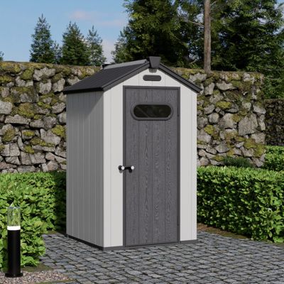 Abri de jardin en résine brossée 1,24m² avec plancher Jobu Docker gris