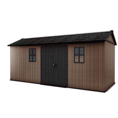 Abri de jardin en résine EVOTECH+, 539x230 cm, avec plancher et double porte, charge de neige de 150 kg/m², Newton Plus, marron