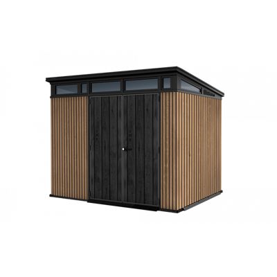 Abri de jardin en résine EVOTECH+ effet bois 279x218 cm avec plancher et double porte charge neige 150 kg/m² Pent 9x7 Venetian