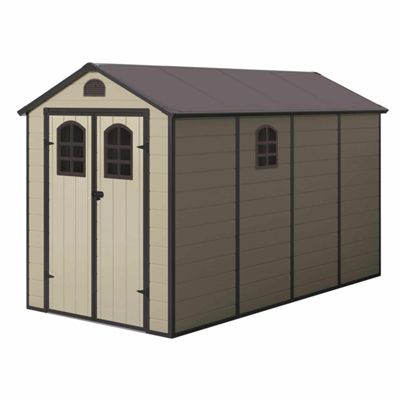 Abri de Jardin en Resine Gardiun Alessia C 6,88 m2 366x188x225 cm avec Plancher et Fenêtres Beige
