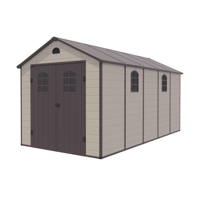 Abri de Jardin en Resine Gardiun Alessia E 11 m2 456x238x228 cm avec Plancher et Fenêtres Beige