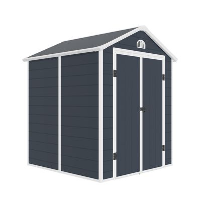 Abri de Jardin en Resine Gardiun New Donna 3,57 m2 190x192x226cm Fenêtre Laterale et 2 Portes 120x183 cm Gris Anthracite