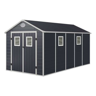 Abri de Jardin en Resine Gardiun Zoe E 11,04 m2  242x456x239 cm Plancher Gris Anthracite