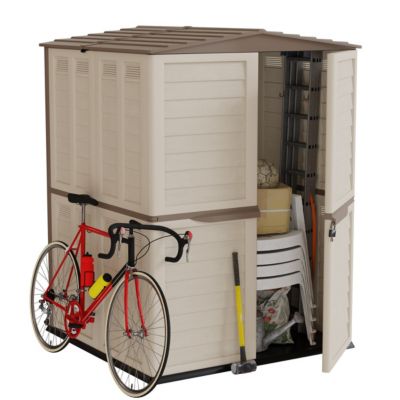 Abri de Jardin Extérieur Beige - Cabanon de Jardin 151x146x200cm avec plancher - Rangement Outils, Vélos INTEC