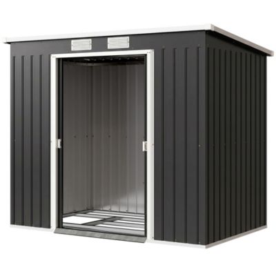 Abri de jardin - fondation incluse - cabanon 2 portes coulissantes - 213 x 130 x 172 cm - tôle acier anthracite