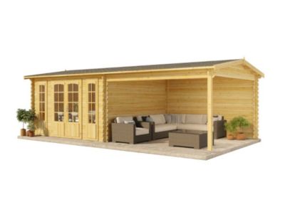 Abri de jardin Fribourg Alpholz, 76x4m dim ext (cas échéant incl débord de toit) imprégné, épaisseur paroi : 44mm, 30,2m² totale