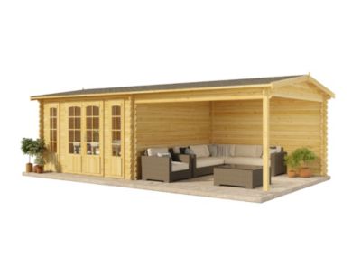 Abri de jardin Fribourg Alpholz, 76x4m dim ext (cas échéant incl débord de toit) imprégné, épaisseur paroi : 44mm, 30,2m² totale