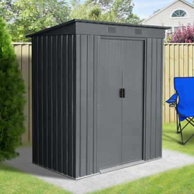 Abri de jardin GoodHome Basic en métal coloris gris ép.0,3 mm surface extérieure 1,91 m²