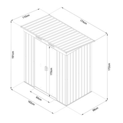 Abri de jardin GoodHome Basic en métal coloris gris ép.0,3 mm surface extérieure 1,91 m²