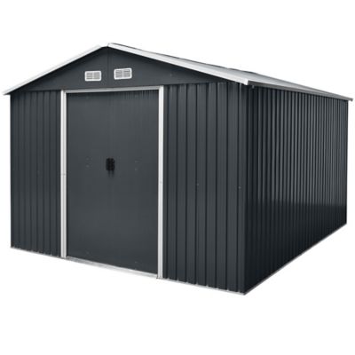 Abri de jardin GoodHome Basic en métal coloris gris ép.0,3 mm surface extérieure 11,82 m²