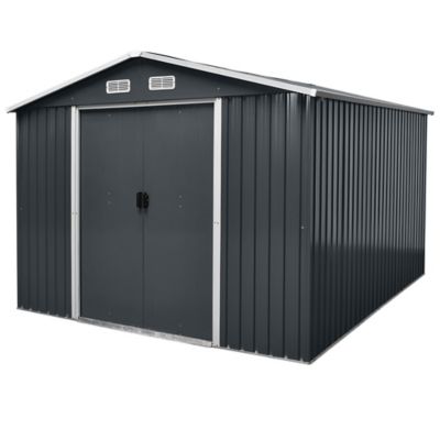 Abri de jardin GoodHome Basic en métal coloris gris ép.0,3 mm surface extérieure 9,05 m²