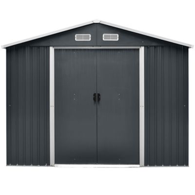 Abri de jardin GoodHome Basic en métal coloris gris ép.0,3 mm surface extérieure 9,05 m²