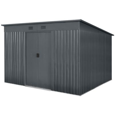 Abri de jardin GoodHome Basic en métal coloris gris ép.0,4 mm surface extérieure 9,03 m²