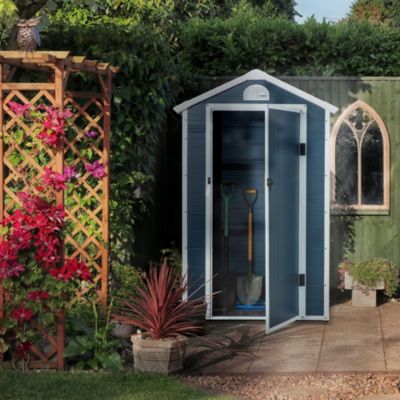 Abri de jardin gris en résine de polypropylène avec fenêtre latérale
