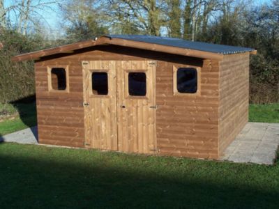 Abri de jardin Habrita Thermabri en bois coloris naturel ép.28 mm surface extérieure 15,14 m²