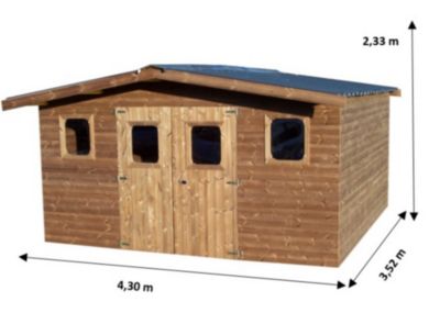 Abri de jardin Habrita Thermabri en bois coloris naturel ép.28 mm surface extérieure 15,14 m²