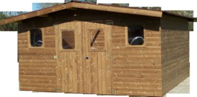 Abri de jardin Habrita Thermabri en bois coloris naturel ép.28 mm surface extérieure 15,15 m²