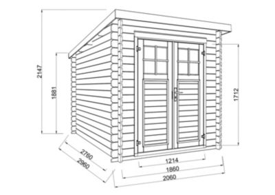 Abri de jardin Hoteo autoclavé en bois Ep. 28 mm surface extérieure 6,7 m²