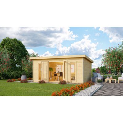 Abri de jardin Karibu Radeburg 4 bois massif 18,08m², parois 40mm, embase autoclave et toit plat