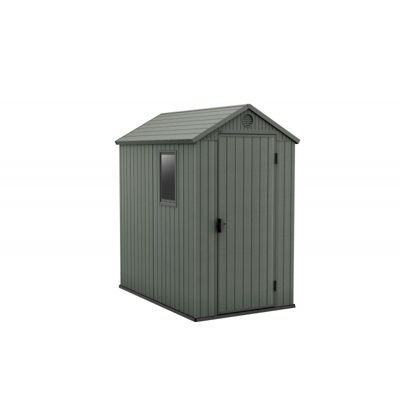 Abri de jardin Keter EVOTECH+ en résine imitation bois, 125,8x184,5x205,1 cm, avec plancher surélevé et fenêtre latérale, vert