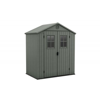 Abri de jardin Keter EVOTECH+ en résine imitation bois, 190 x 122 x 221 cm, avec plancher surélevé et double porte, vert