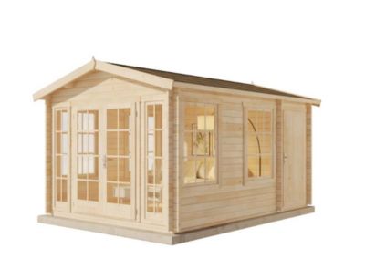 Abri de jardin Kim Alpholz, 34x46m dim ext (cas échéant incl débord de toit) naturel, épaisseur paroi : 40mm, 15,6m² superficie to