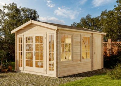 Abri de jardin Kim Alpholz, 34x46m dim ext (cas échéant incl débord de toit) naturel, épaisseur paroi : 40mm, 15,6m² superficie to