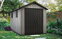 Abri de jardin + kit d'extension Keter Oakland en résine coloris gris ép.20 mm surface extérieure 9,47 m²