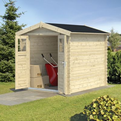 Abri de jardin Klikstrom Belaïa bois naturel ép.28 mm surface totale 5.9m²