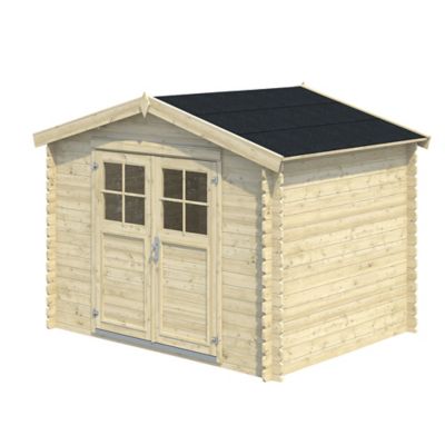 Abri de jardin Klikstrom Belaïa bois naturel ép.28 mm surface totale 7.4m²