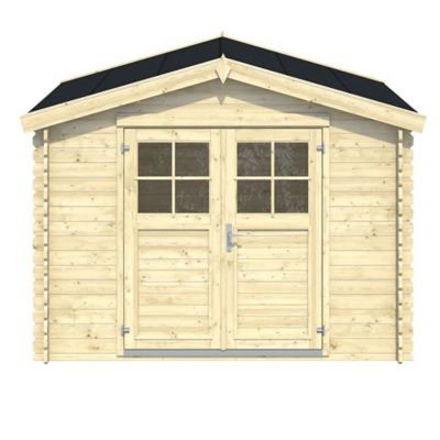 Abri de jardin Klikstrom Belaïa bois naturel ép.28 mm surface totale 7.4m²