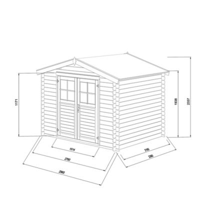Abri de jardin Klikstrom Belaïa bois naturel ép.28 mm surface totale 7.4m²