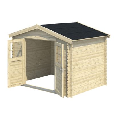 Abri de jardin Klikstrom Belaïa bois naturel ép.28 mm surface totale 7.4m²