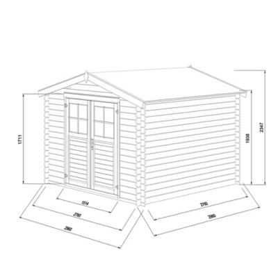 Abri de jardin Klikstrom Belaïa bois naturel ép.28 mm surface totale 9.3m²