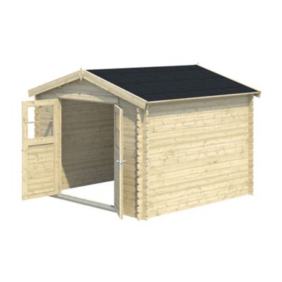 Abri de jardin Klikstrom Belaïa bois naturel ép.28 mm surface totale 9.3m²