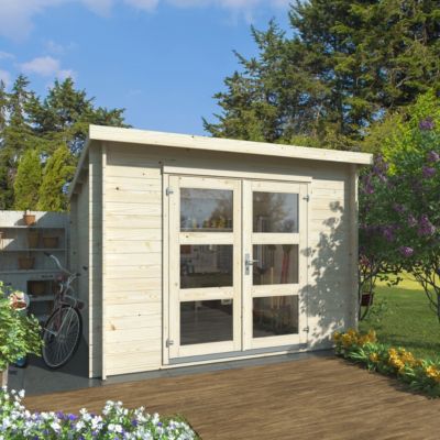 Abri de jardin Klikstrom Belaïa bois naturel surface totale 9,6m²