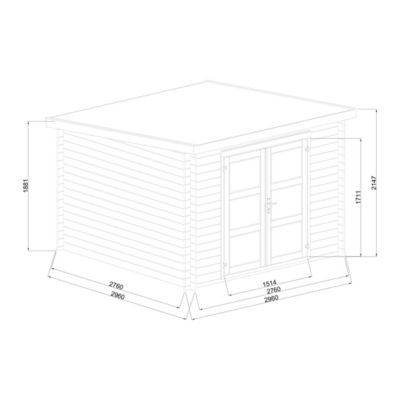 Abri de jardin Klikstrom Belaïa bois naturel surface totale 9,6m²
