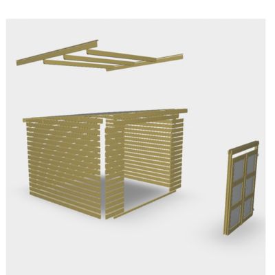 Abri de jardin Klikstrom Belaïa bois naturel surface totale 9,6m²