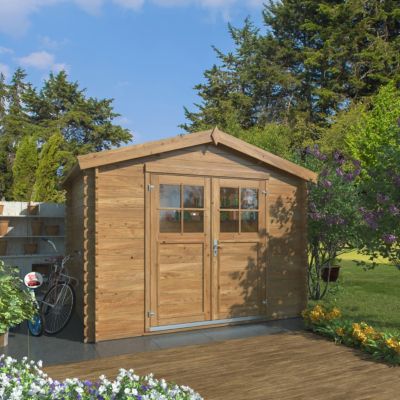 Abri de jardin Klikstrom Belaïa bois traité autoclave marron ép.28 mm surface totale 7.4m²