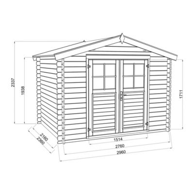 Abri de jardin Klikstrom Belaïa bois traité autoclave marron ép.28 mm surface totale 7,4m²