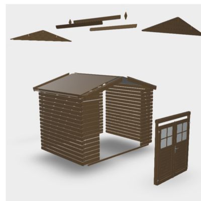 Abri de jardin Klikstrom Belaïa bois traité autoclave marron ép.28 mm surface totale 7,4m²