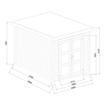 Abri de jardin Klikstrom Belaïa bois traité autoclave marron ép.28 mm toiture monopente surface totale 6.72m²