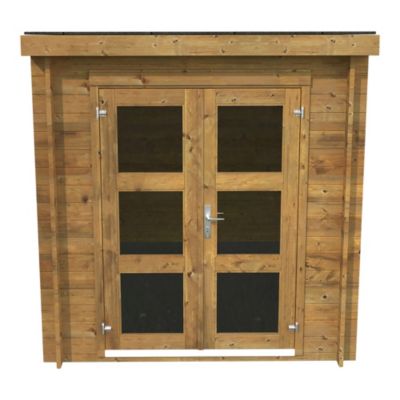 Abri de jardin Klikstrom Belaïa bois traité autoclave marron ép.28 mm toiture monopente surface totale 6.72m²