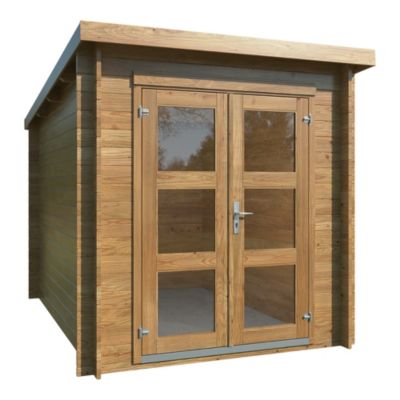 Abri de jardin Klikstrom Belaïa bois traité autoclave marron ép.28 mm toiture monopente surface totale 6.72m²