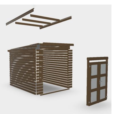 Abri de jardin Klikstrom Belaïa bois traité autoclave marron ép.28 mm toiture monopente surface totale 6.72m²